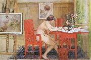 Carl Larsson Model,Writing picture-Postals Sweden oil painting artist
